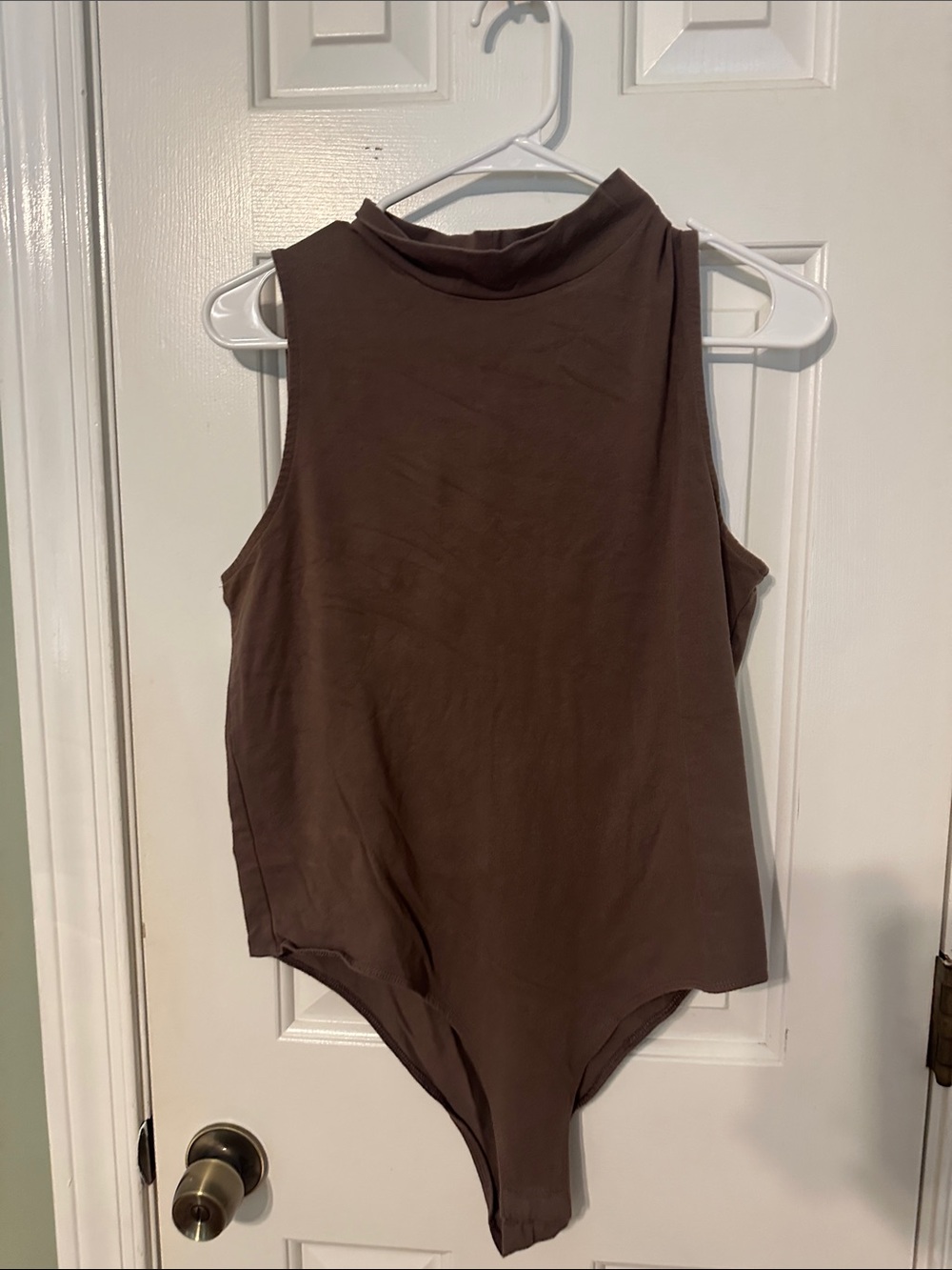a new day Sleeveless Mock Neck Bodysuit in Brown
